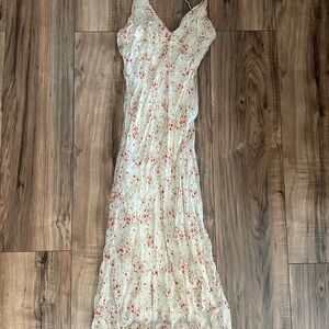 Vintage Arama Cream and Red Floral Maxi Dress